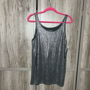 Eileen Fisher  Silver Tank Top Organic Linen NWT